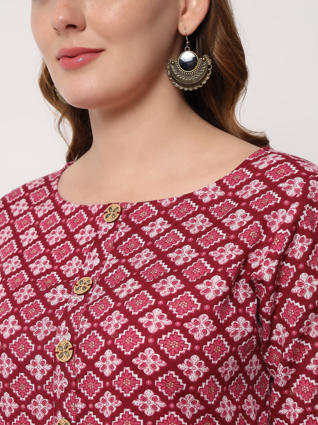 Jaipurite Printed Straight Kurta in Pink