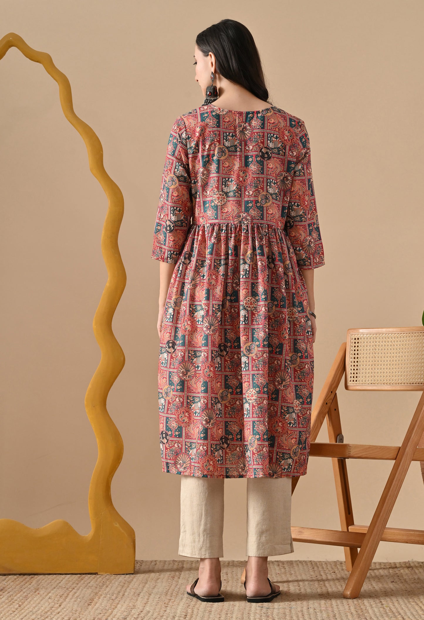 Flared Patchwork Kurta for Womens