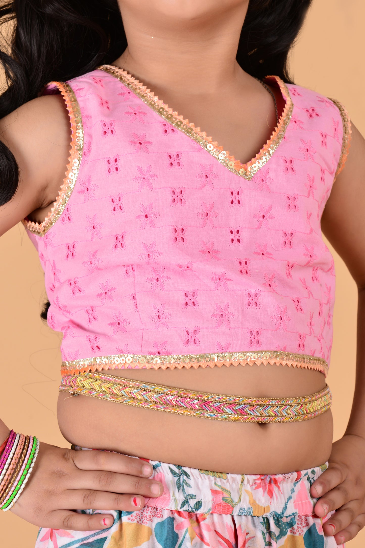 Cutie Diva Girls Pre Draped Ready To Wear Saree With Choli