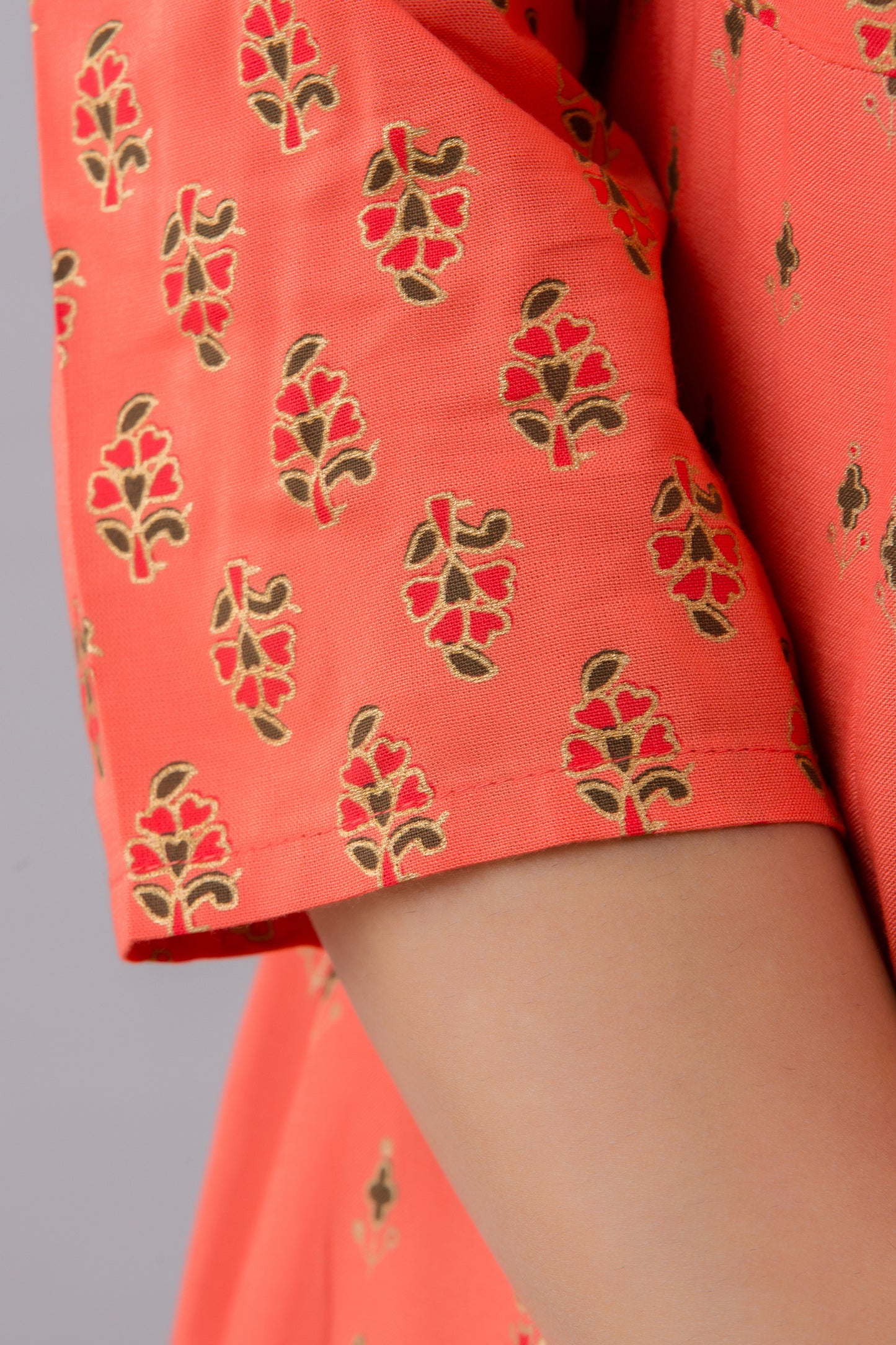 Jaipurite Gold Printed Anarkali Flared Kurta In Pink