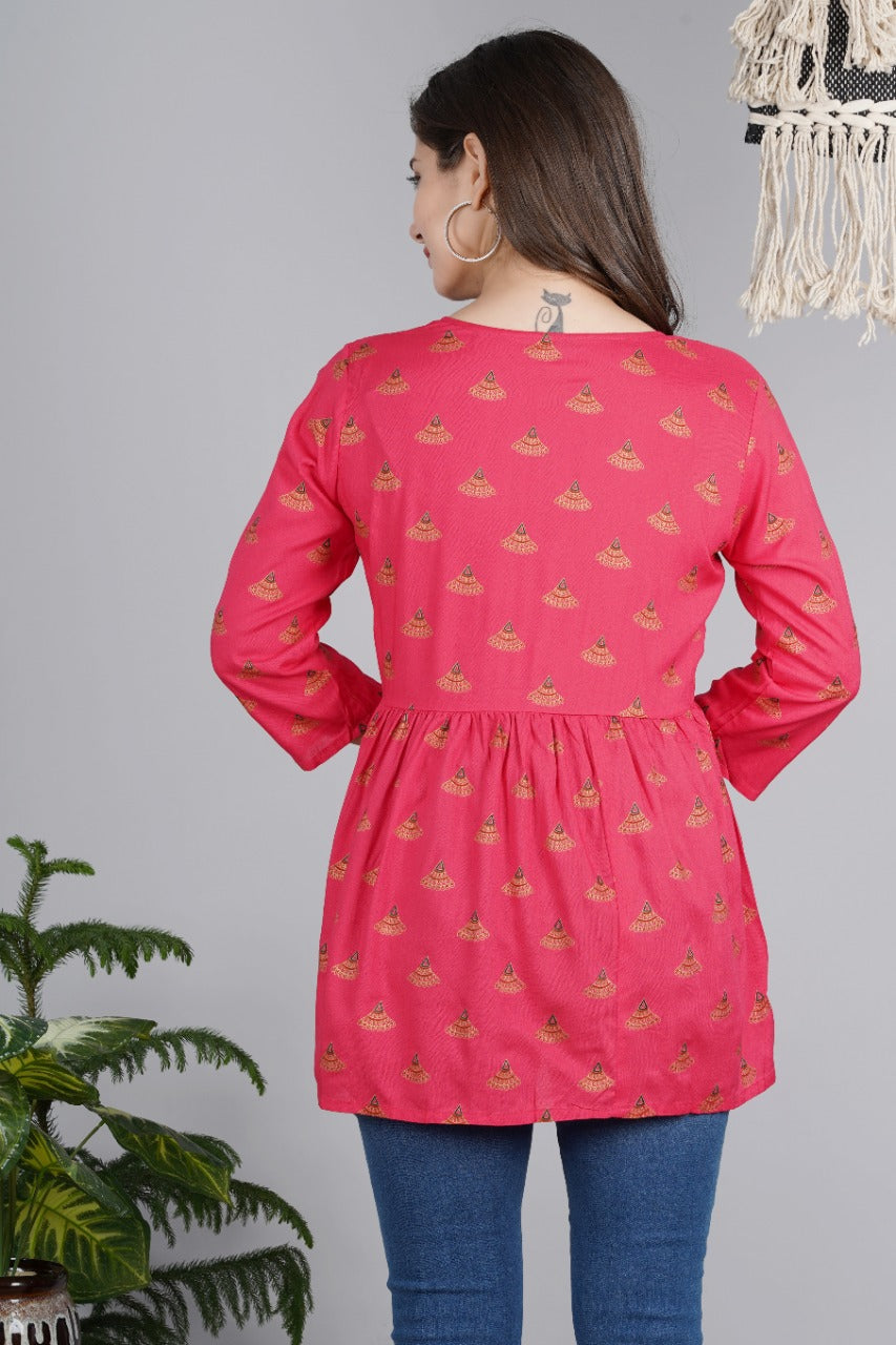 Jaipurite Printed tunic in Pink