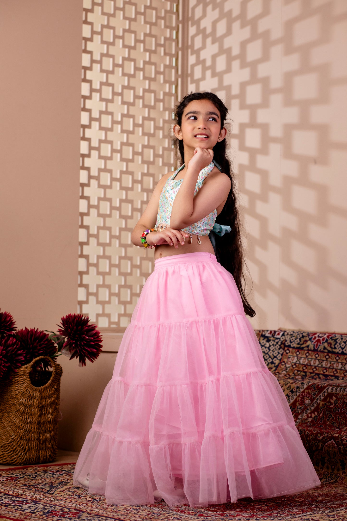 Girls Embroidered Lehenga Choili and Dupatta