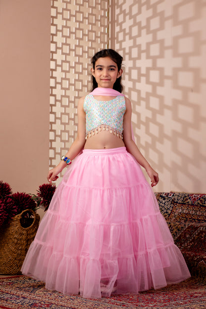 Girls Embroidered Lehenga Choili and Dupatta