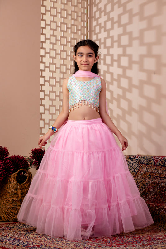 Girls Embroidered Lehenga Choili and Dupatta