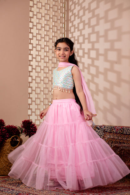 Girls Embroidered Lehenga Choili and Dupatta