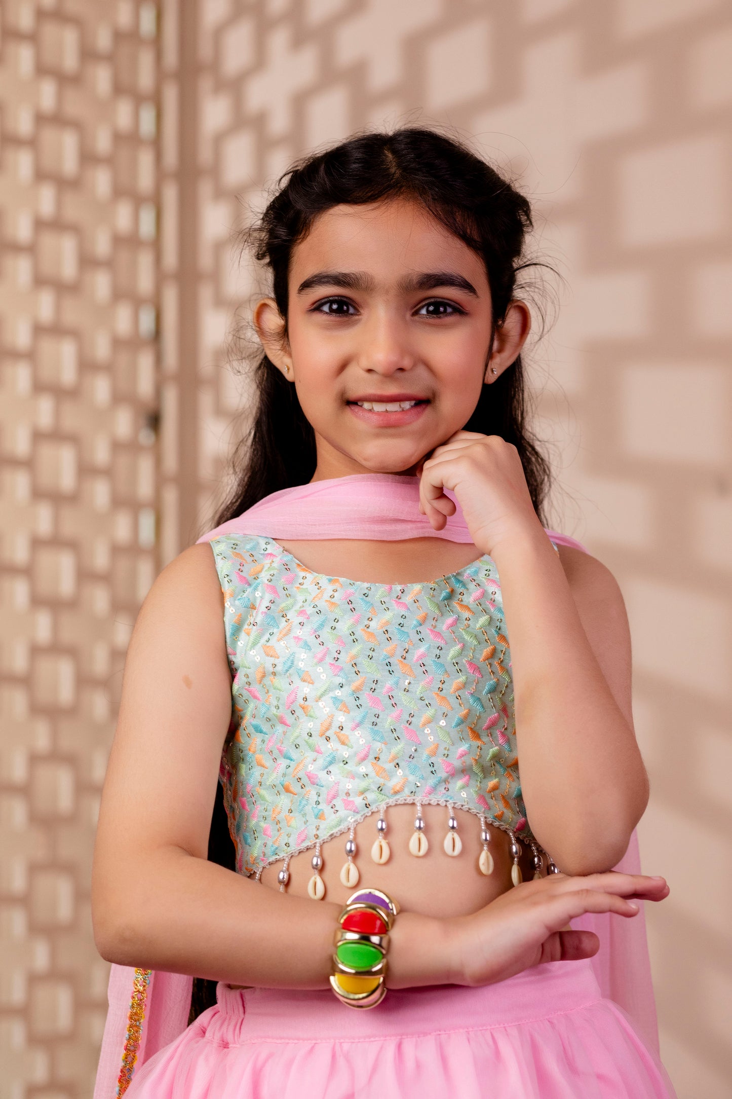Girls Embroidered Lehenga Choili and Dupatta