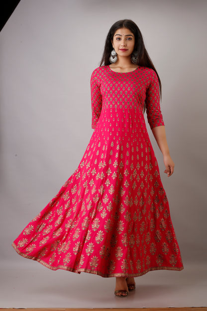 Jaipurite Pink Anarkali Party Wear And Wedding Long Dress