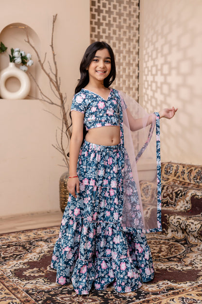 Baby Girls Skirt And Top With Dupatta