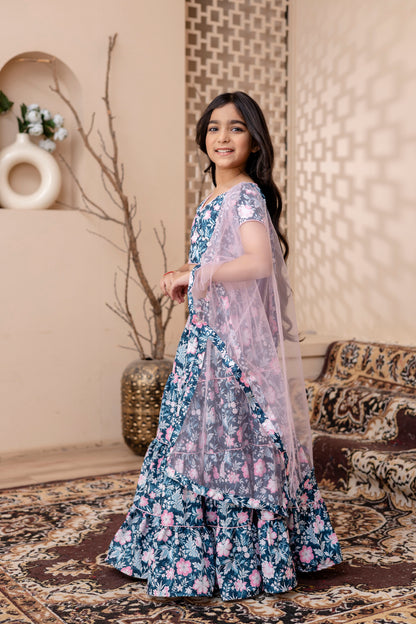Baby Girls Skirt And Top With Dupatta