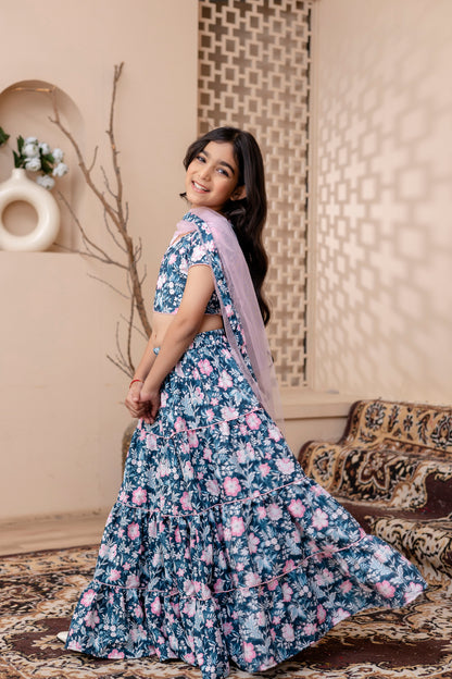 Baby Girls Skirt And Top With Dupatta