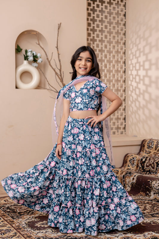 Baby Girls Skirt And Top With Dupatta