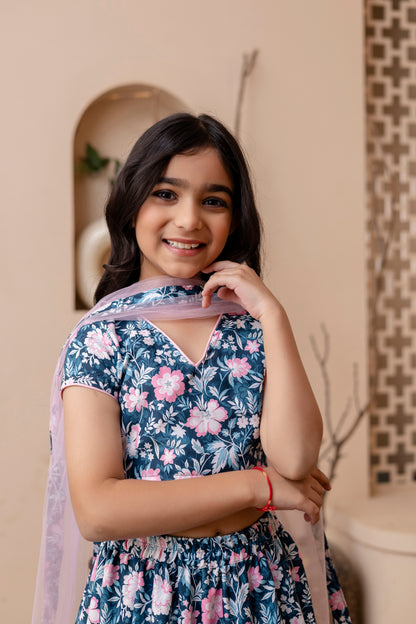 Baby Girls Skirt And Top With Dupatta