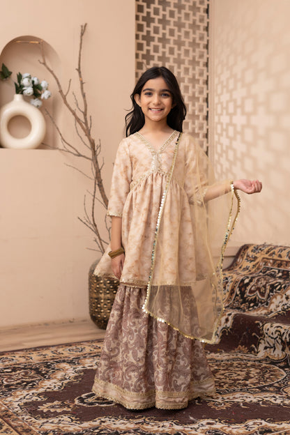 Girls Kurta and Sharara Set with Dupatta