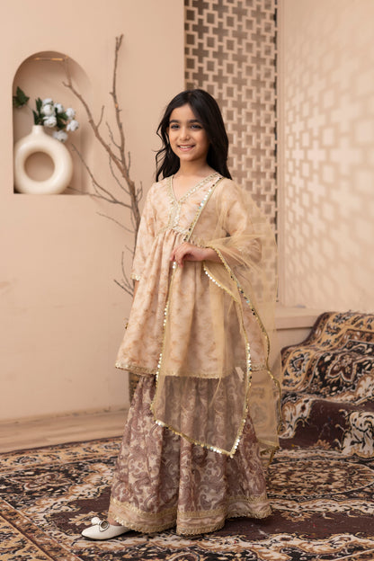 Girls Kurta and Sharara Set with Dupatta