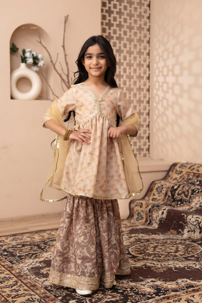 Girls Kurta and Sharara Set with Dupatta