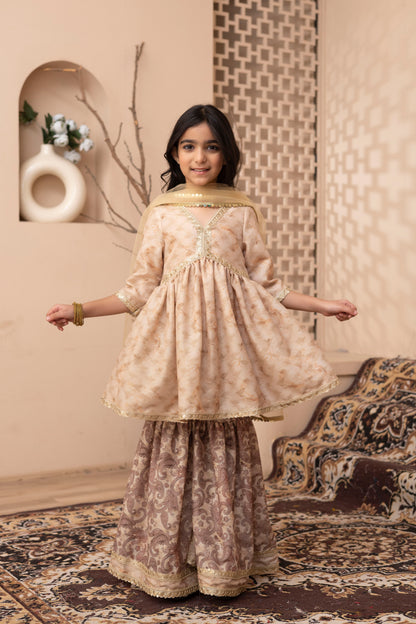 Girls Kurta and Sharara Set with Dupatta