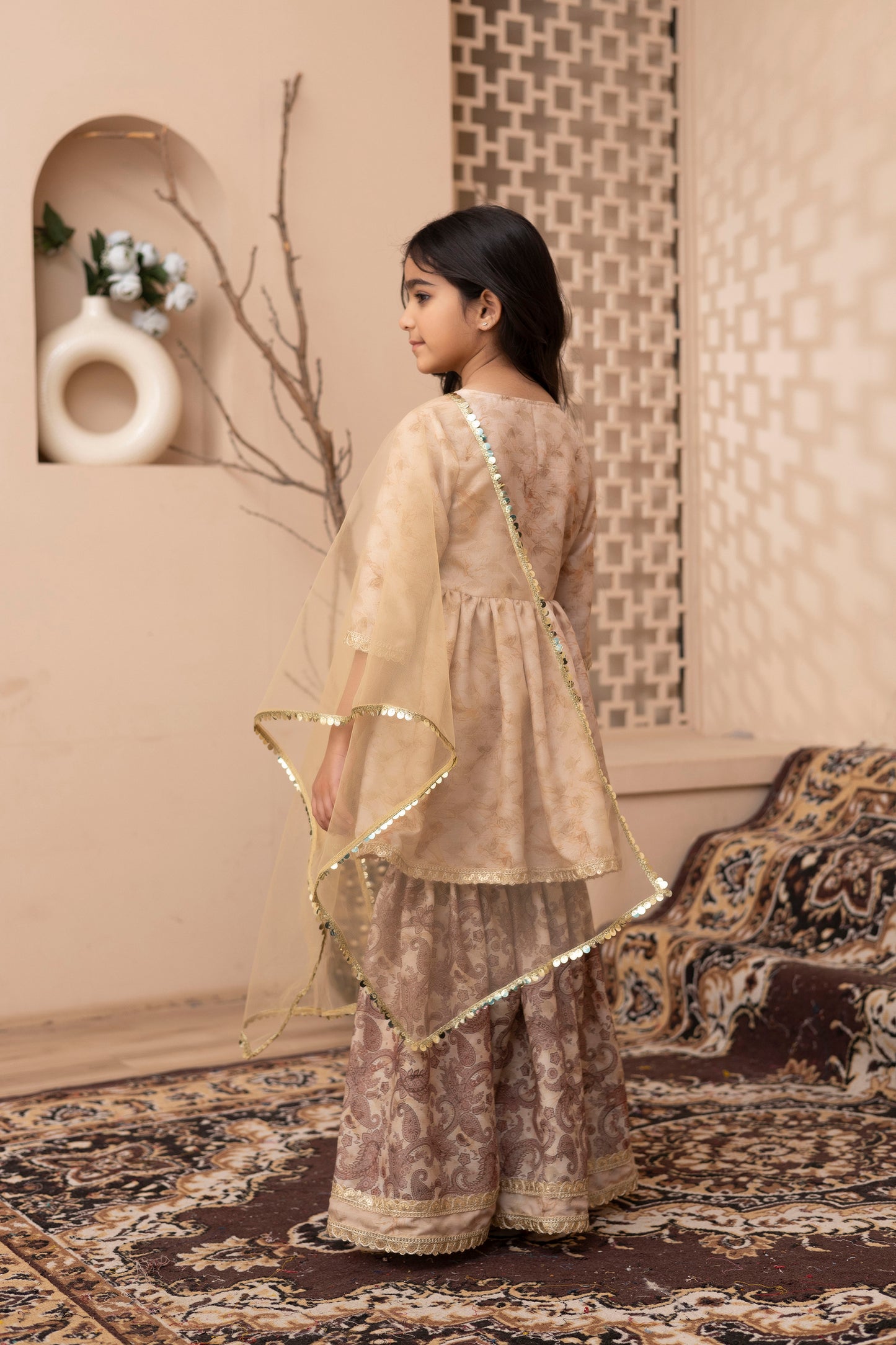 Girls Kurta and Sharara Set with Dupatta
