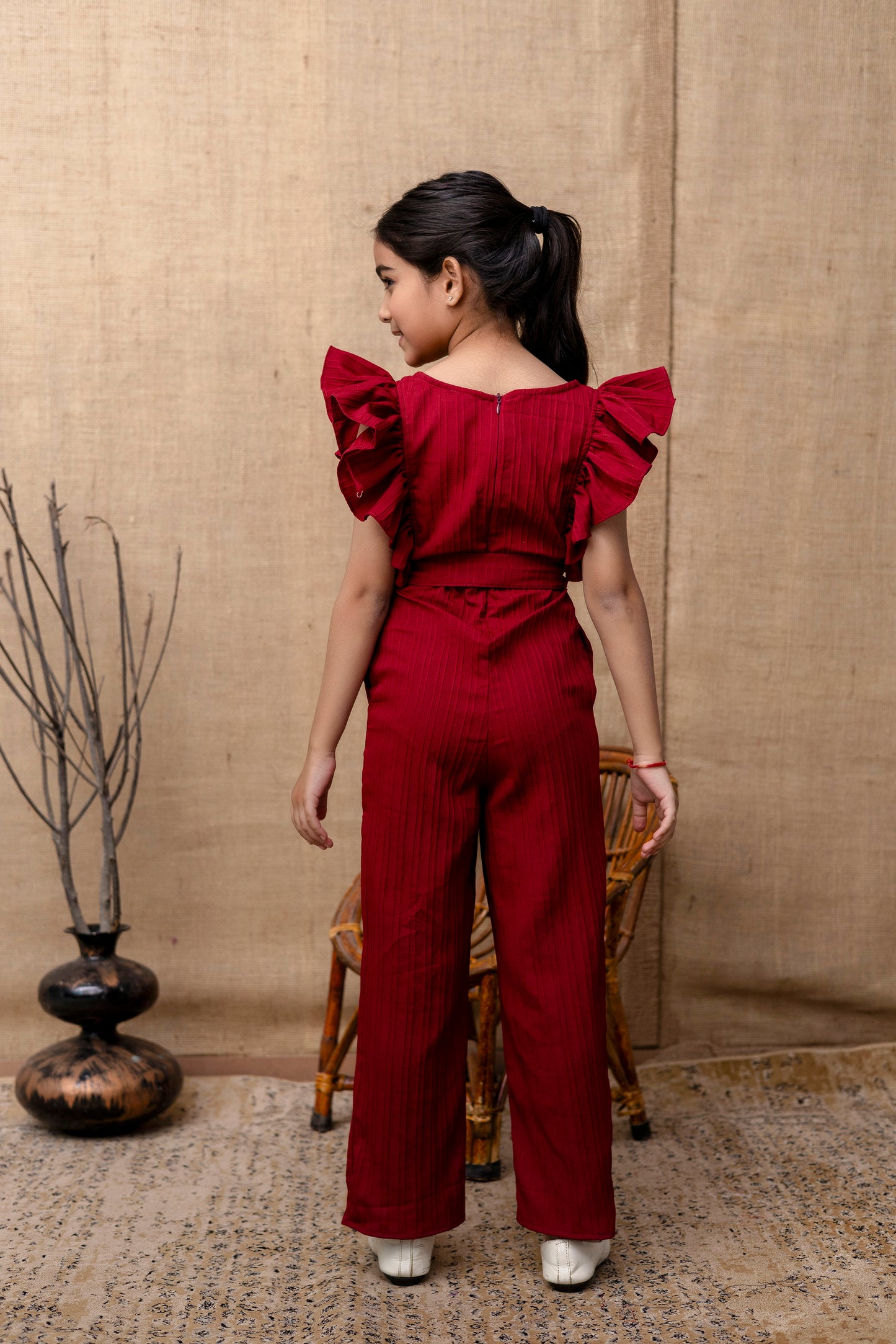 Girls Kids Maroon Jumpsuit