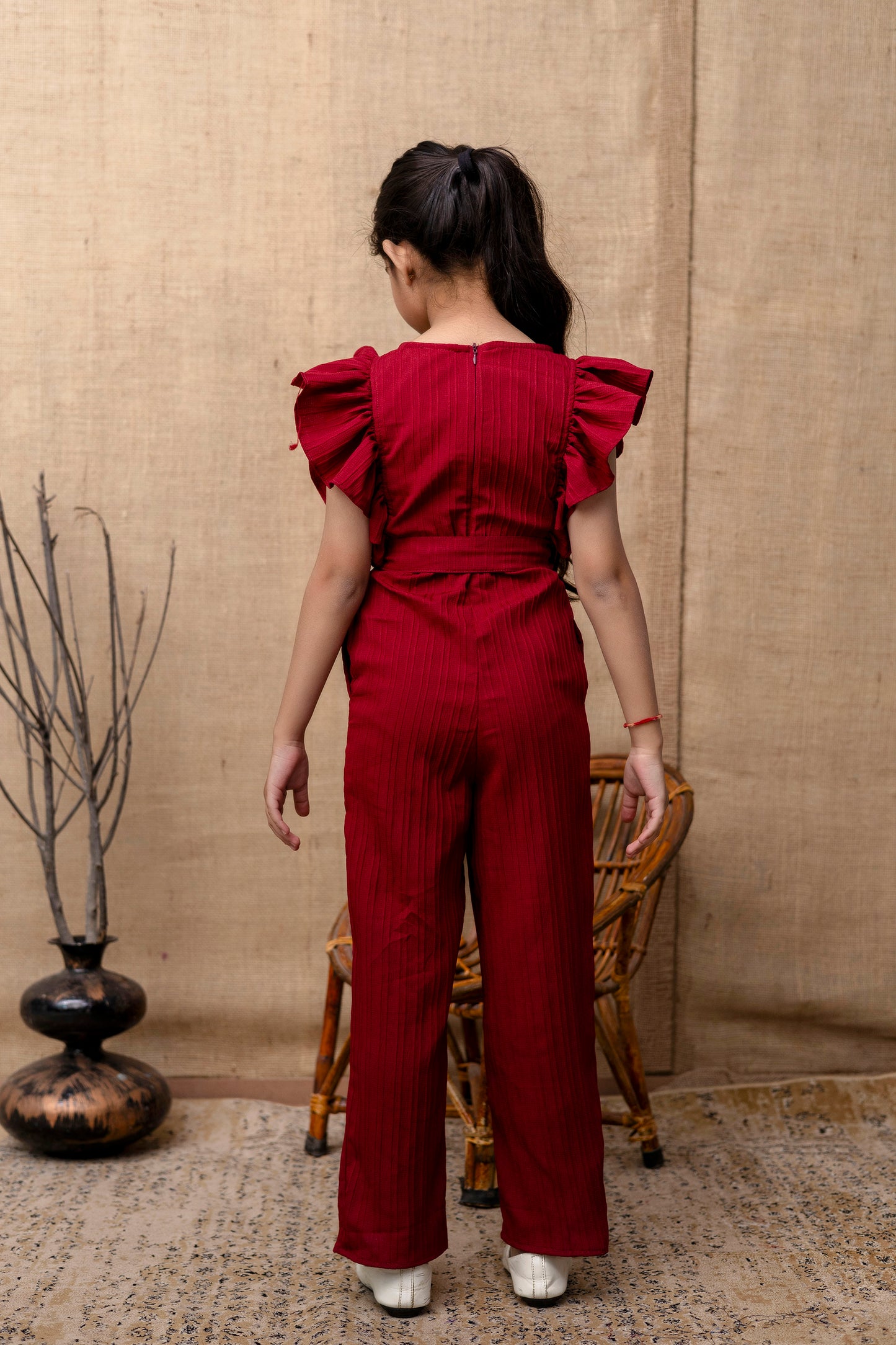Girls Kids Maroon Jumpsuit