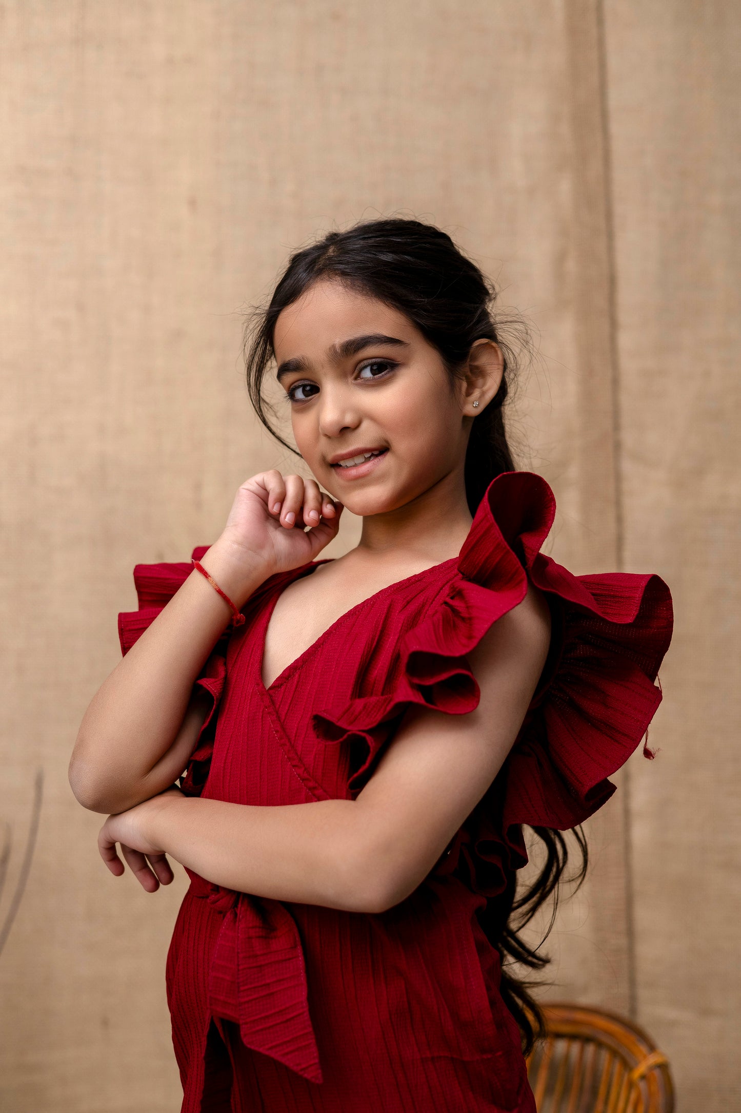 Girls Kids Maroon Jumpsuit