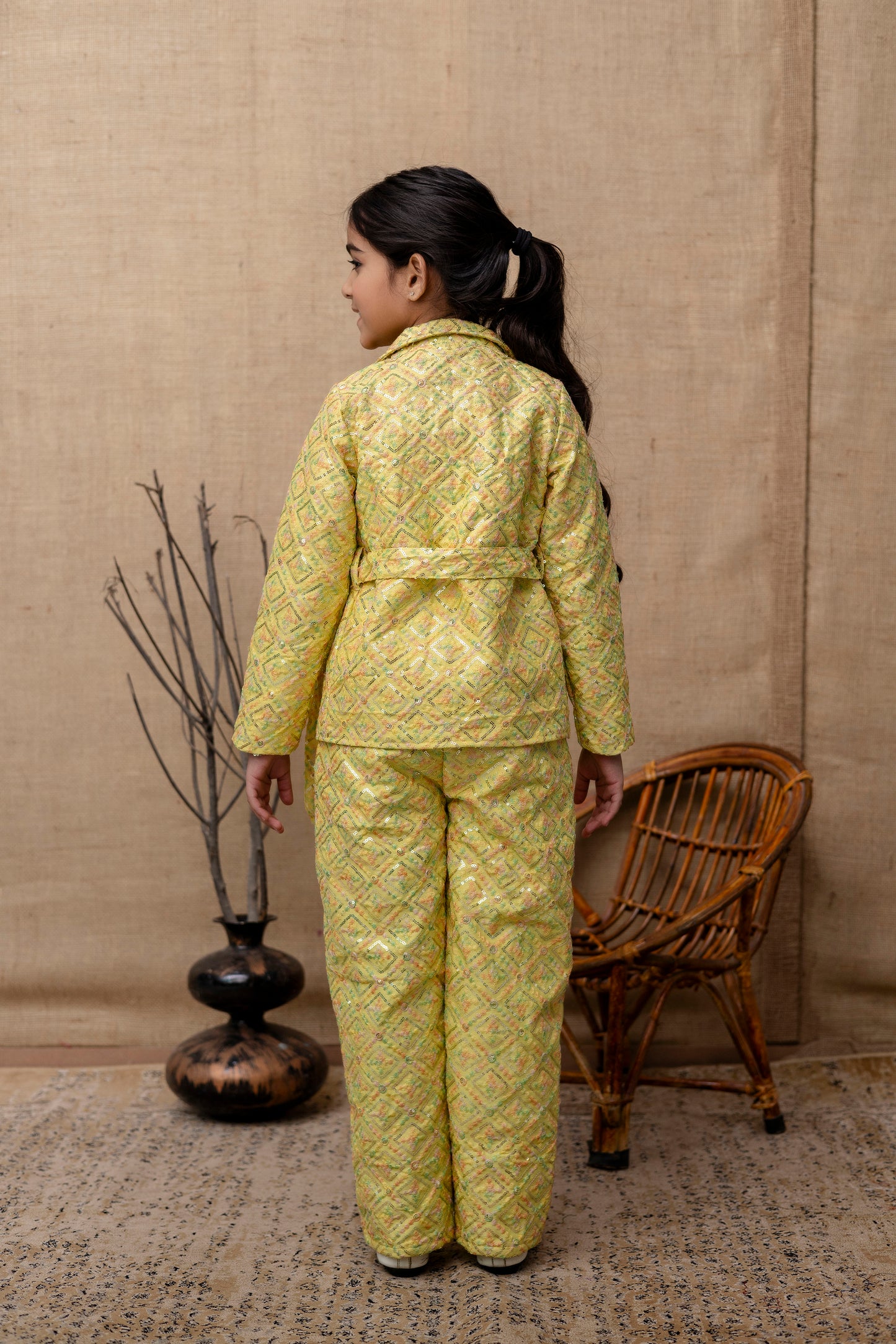 Girls Top, Pant With Jacket Set