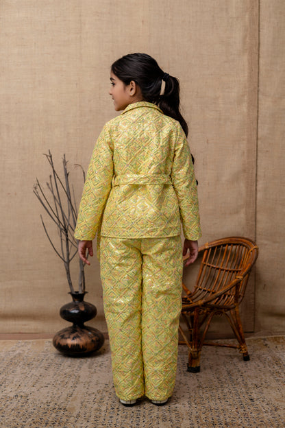 Girls Top, Pant With Jacket Set