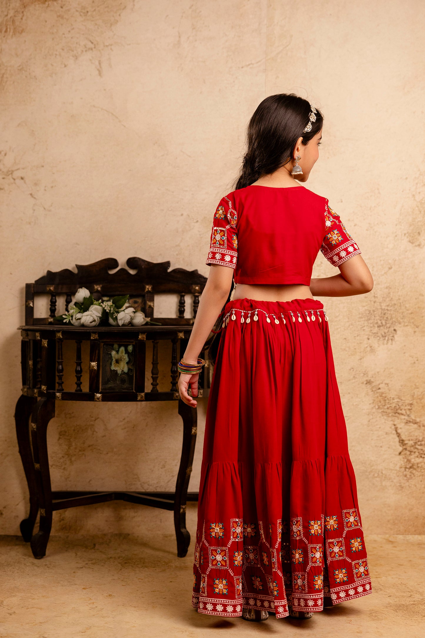 Girls Kids  Embroidered Lehenga and Choli Set