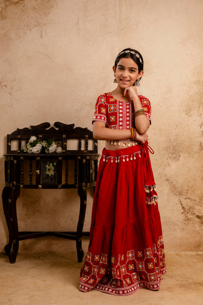 Girls Kids  Embroidered Lehenga and Choli Set