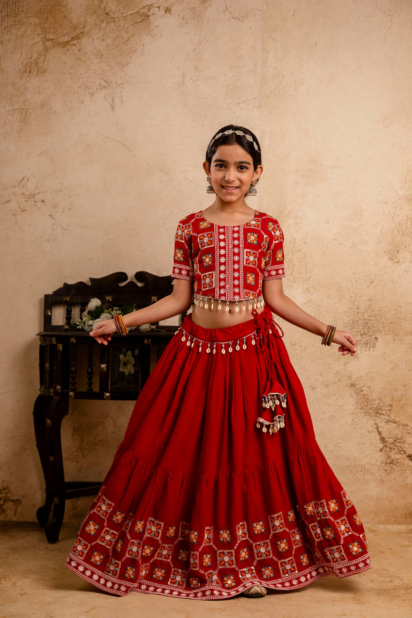 Girls Kids  Embroidered Lehenga and Choli Set