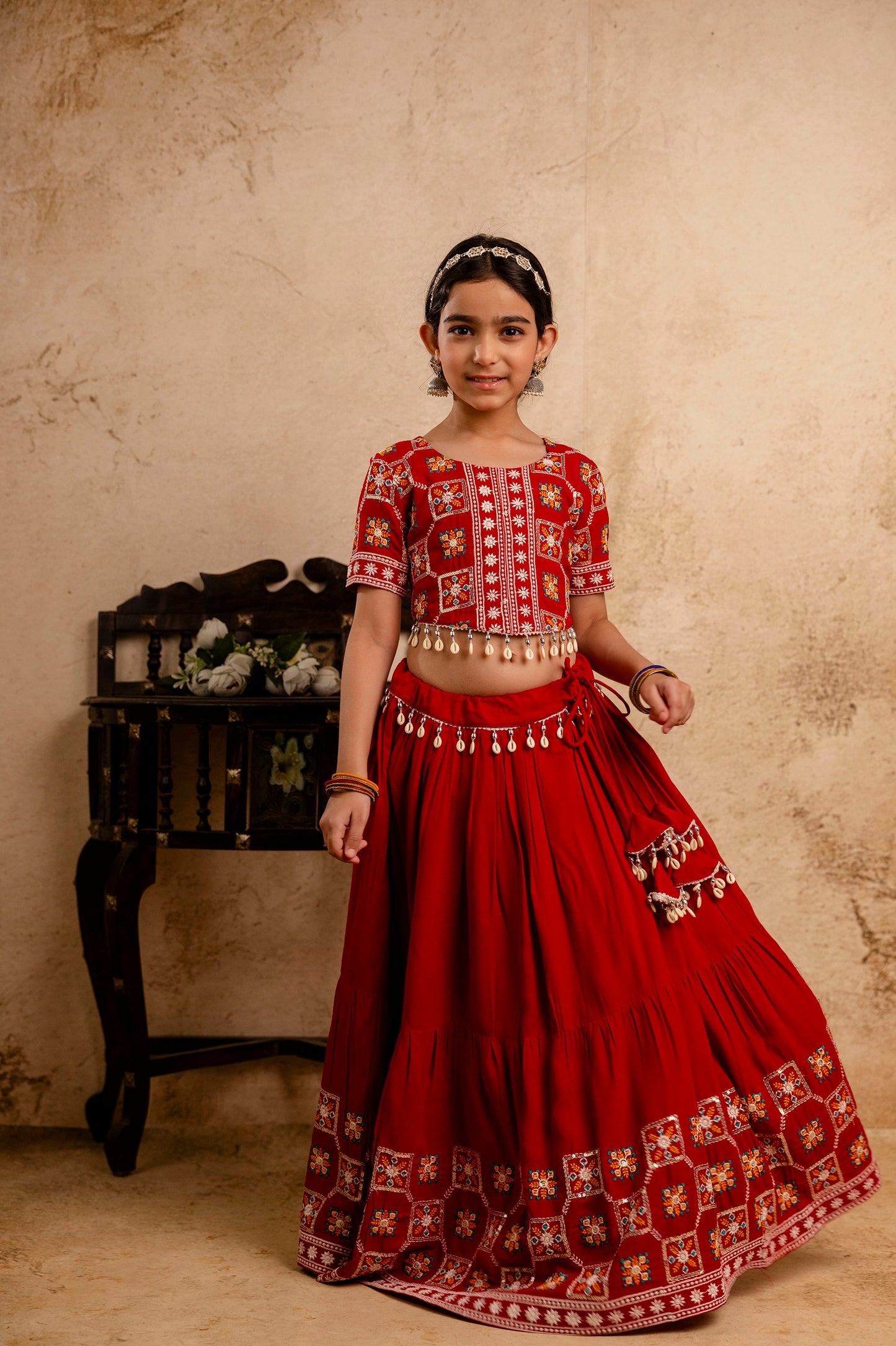 Girls Kids  Embroidered Lehenga and Choli Set