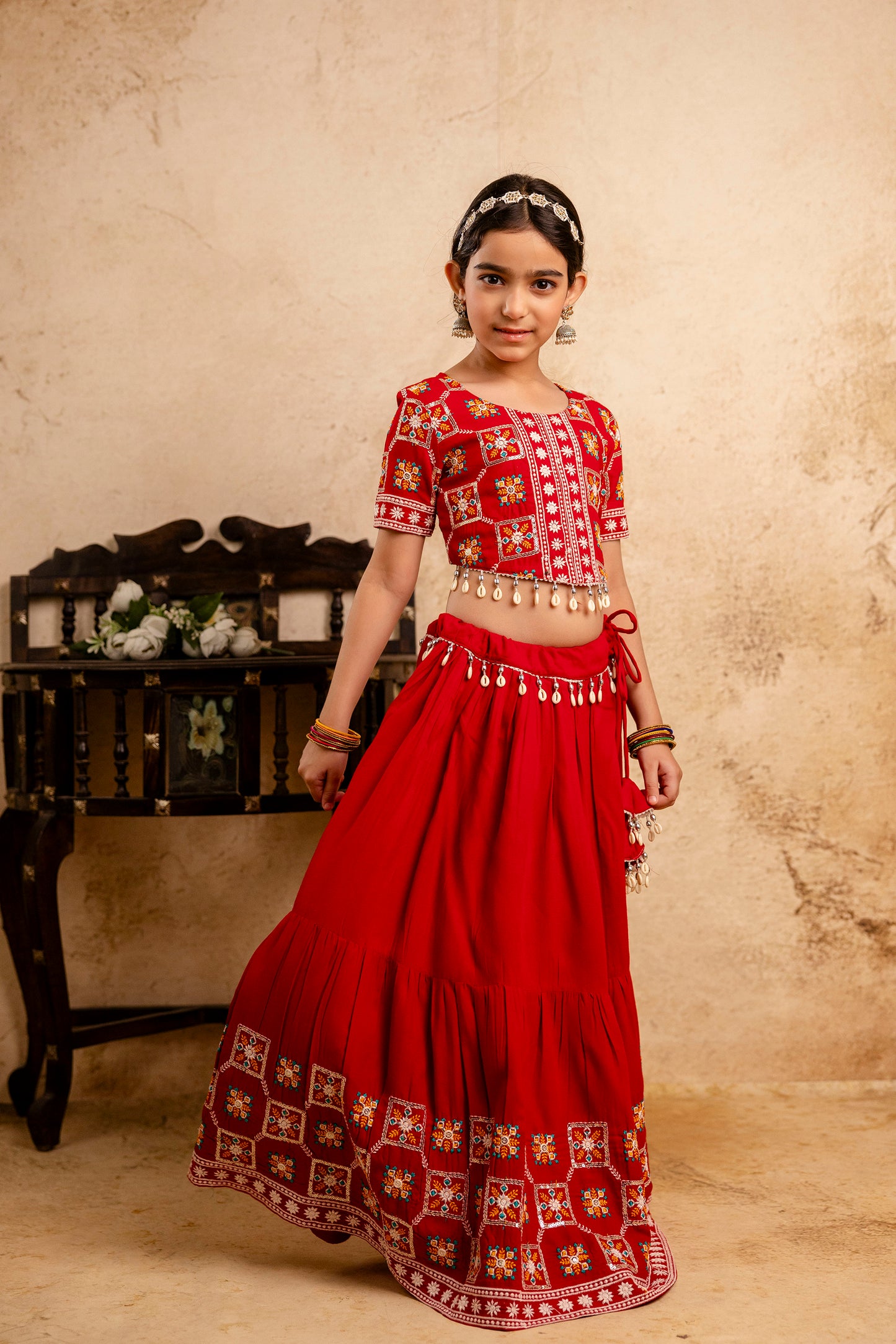 Girls Kids  Embroidered Lehenga and Choli Set