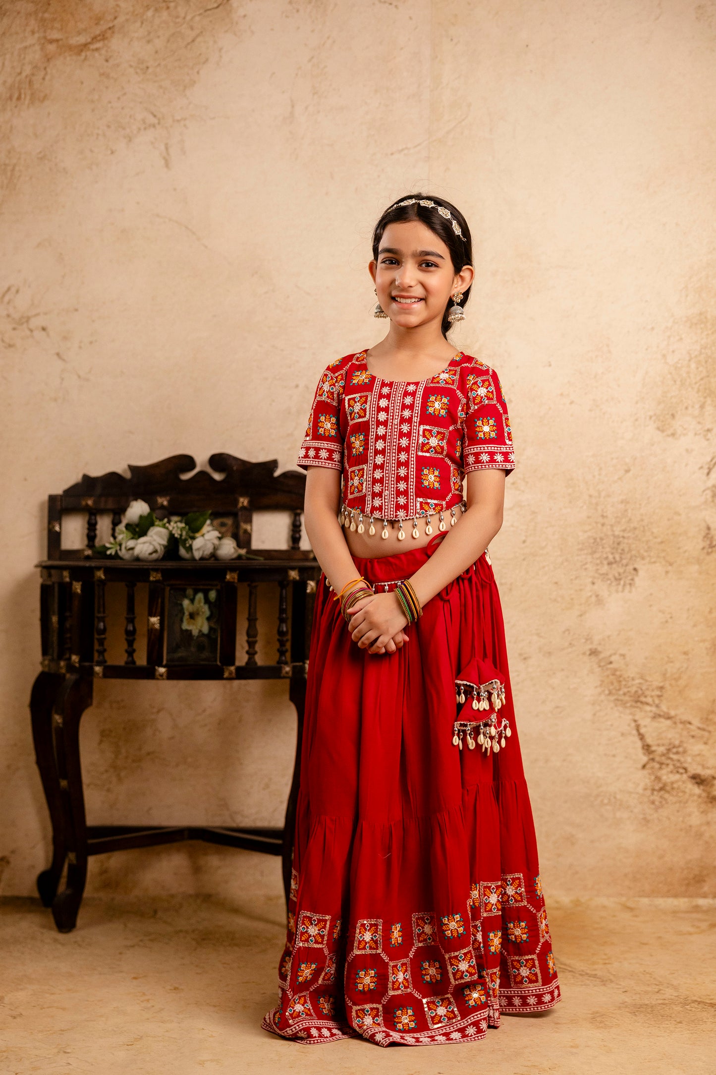 Girls Kids  Embroidered Lehenga and Choli Set