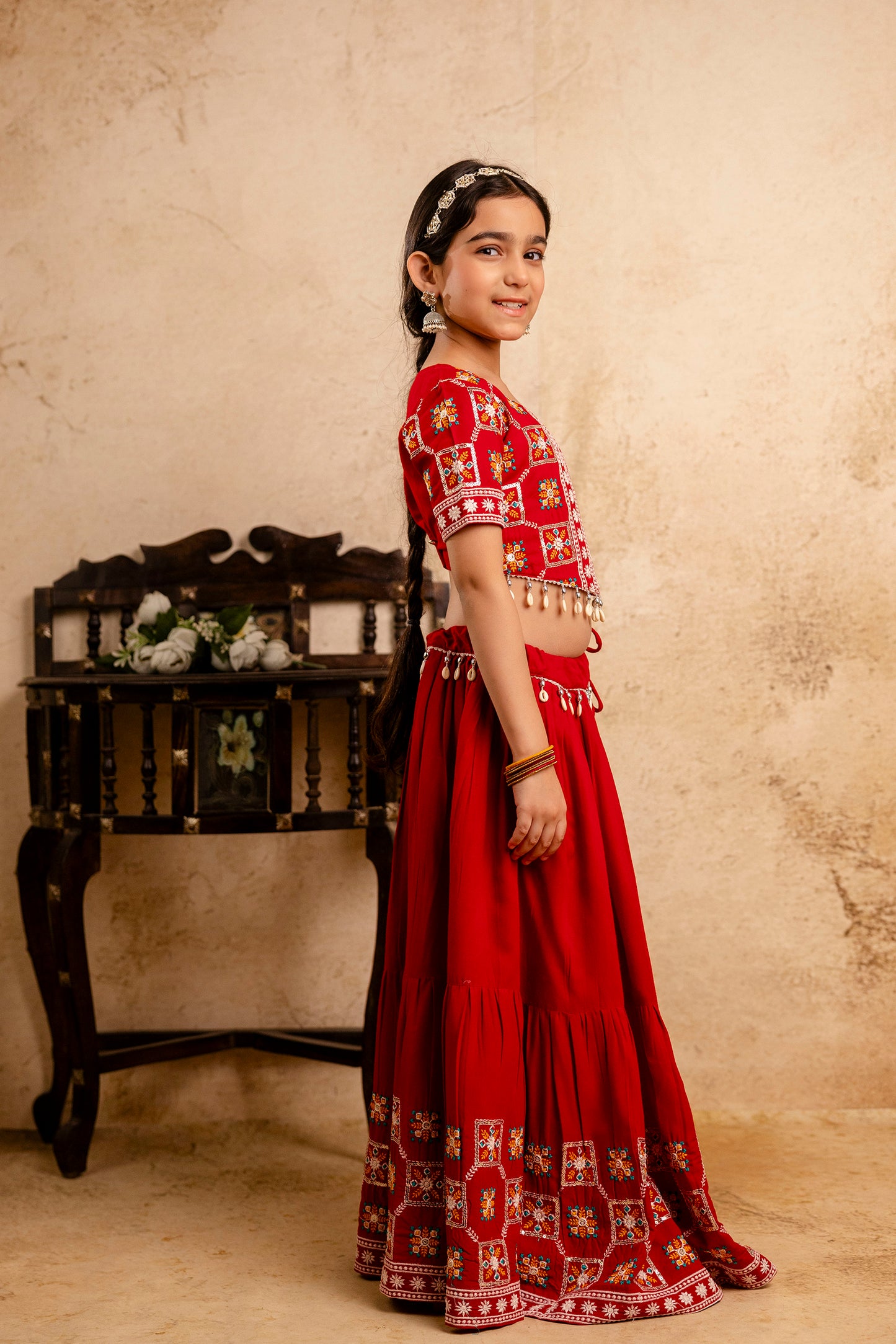 Girls Kids  Embroidered Lehenga and Choli Set