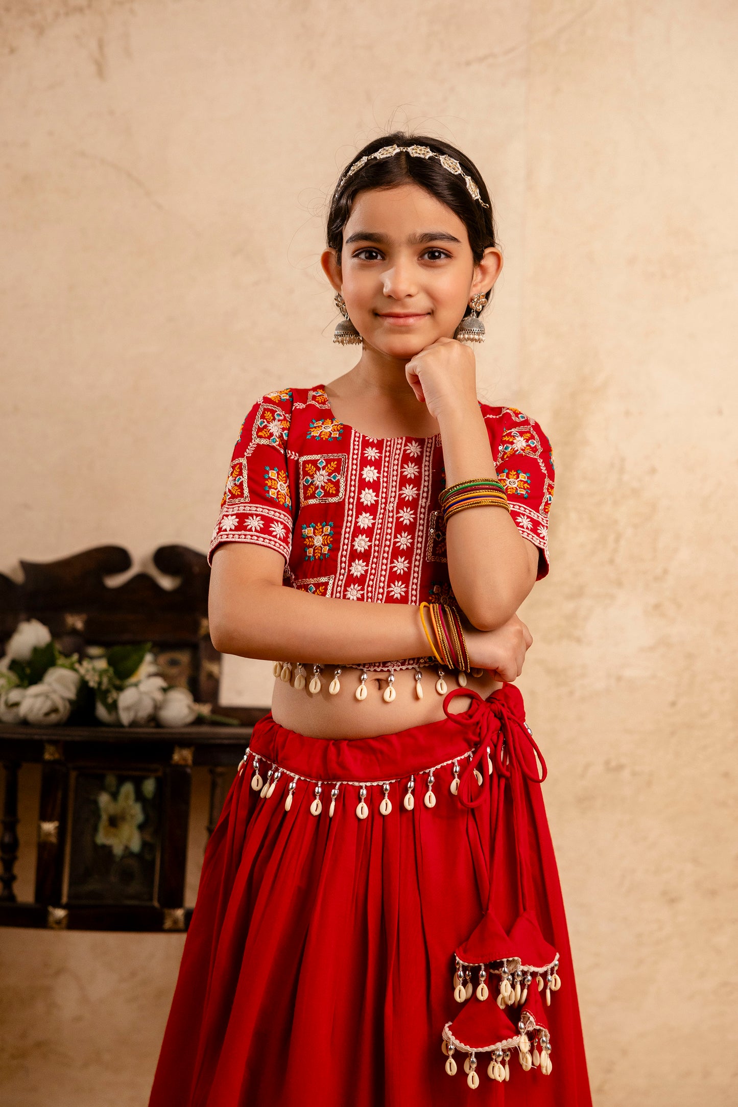 Girls Kids  Embroidered Lehenga and Choli Set