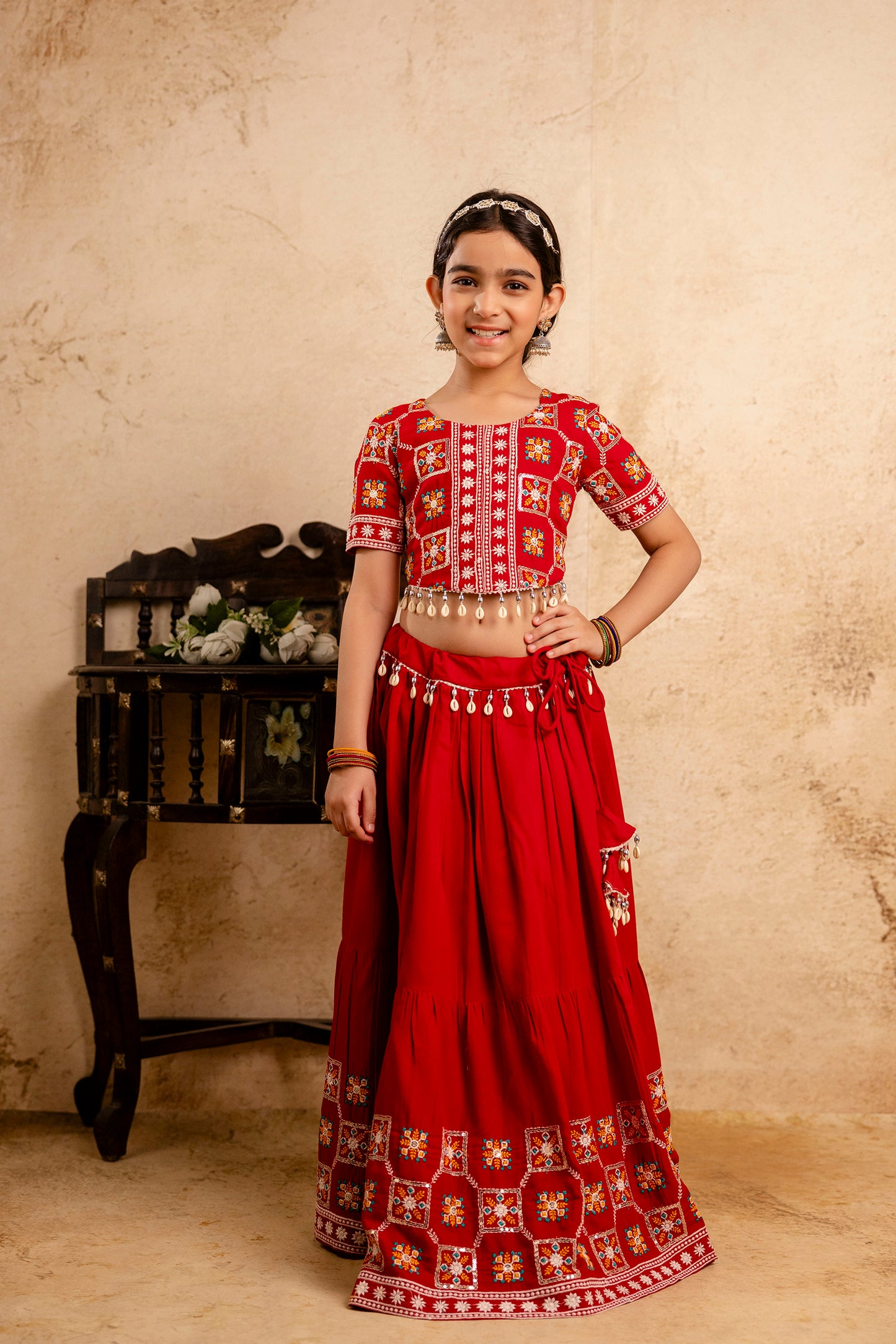 Girls Kids  Embroidered Lehenga and Choli Set