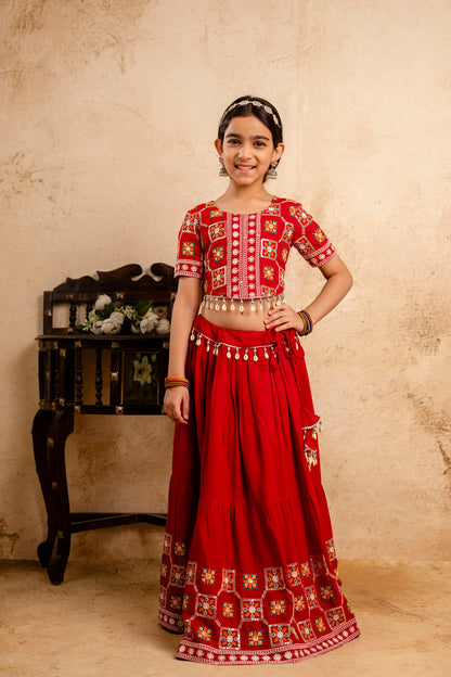 Girls Kids  Embroidered Lehenga and Choli Set