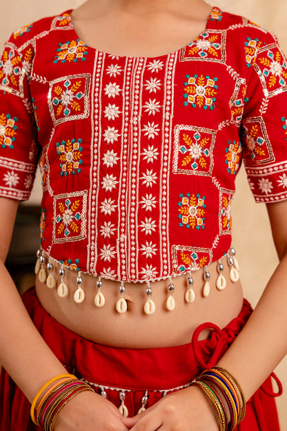 Girls Kids  Embroidered Lehenga and Choli Set