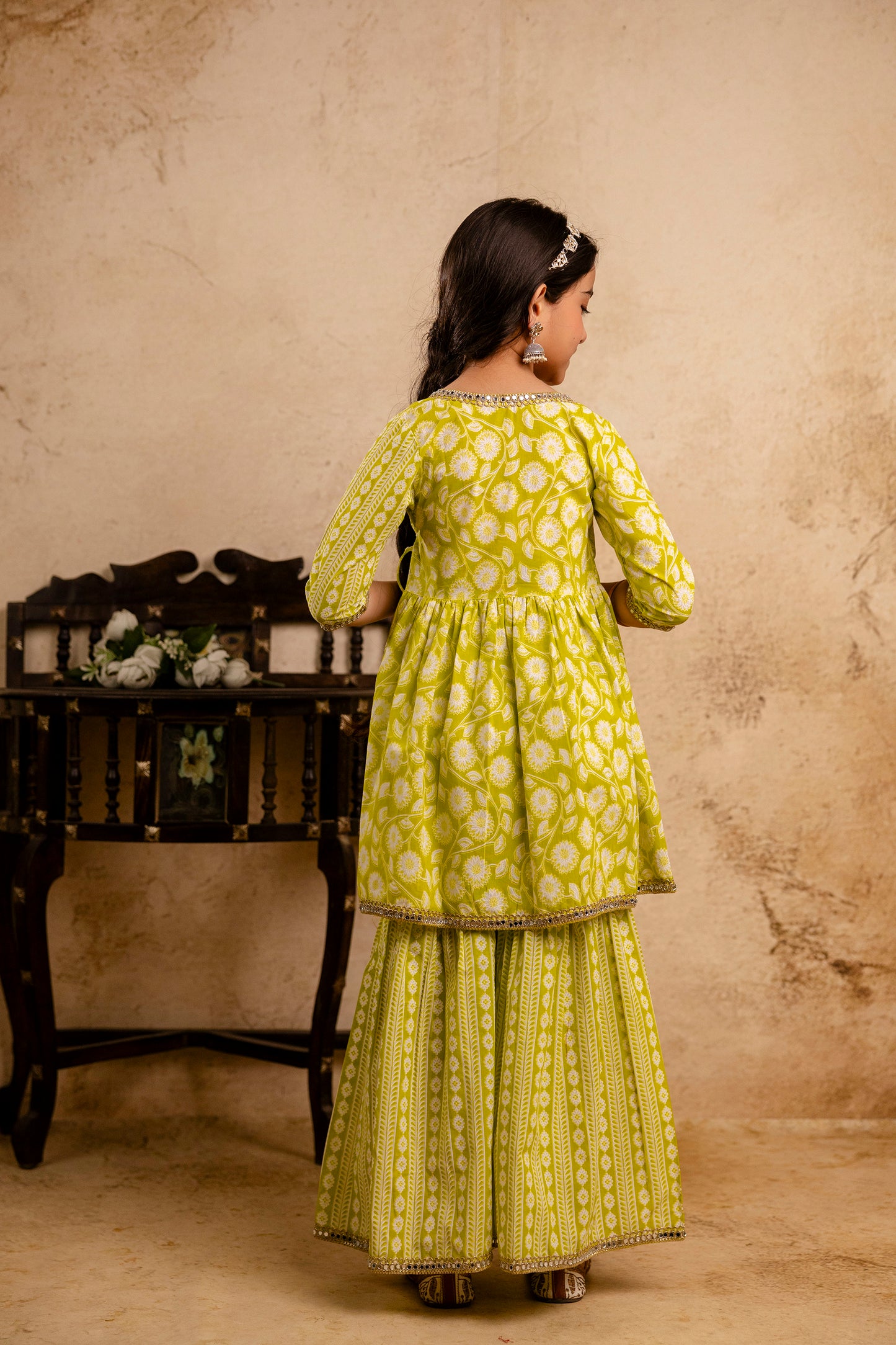 Girls Anarkali Kurta and Sharara With Dupatta Set