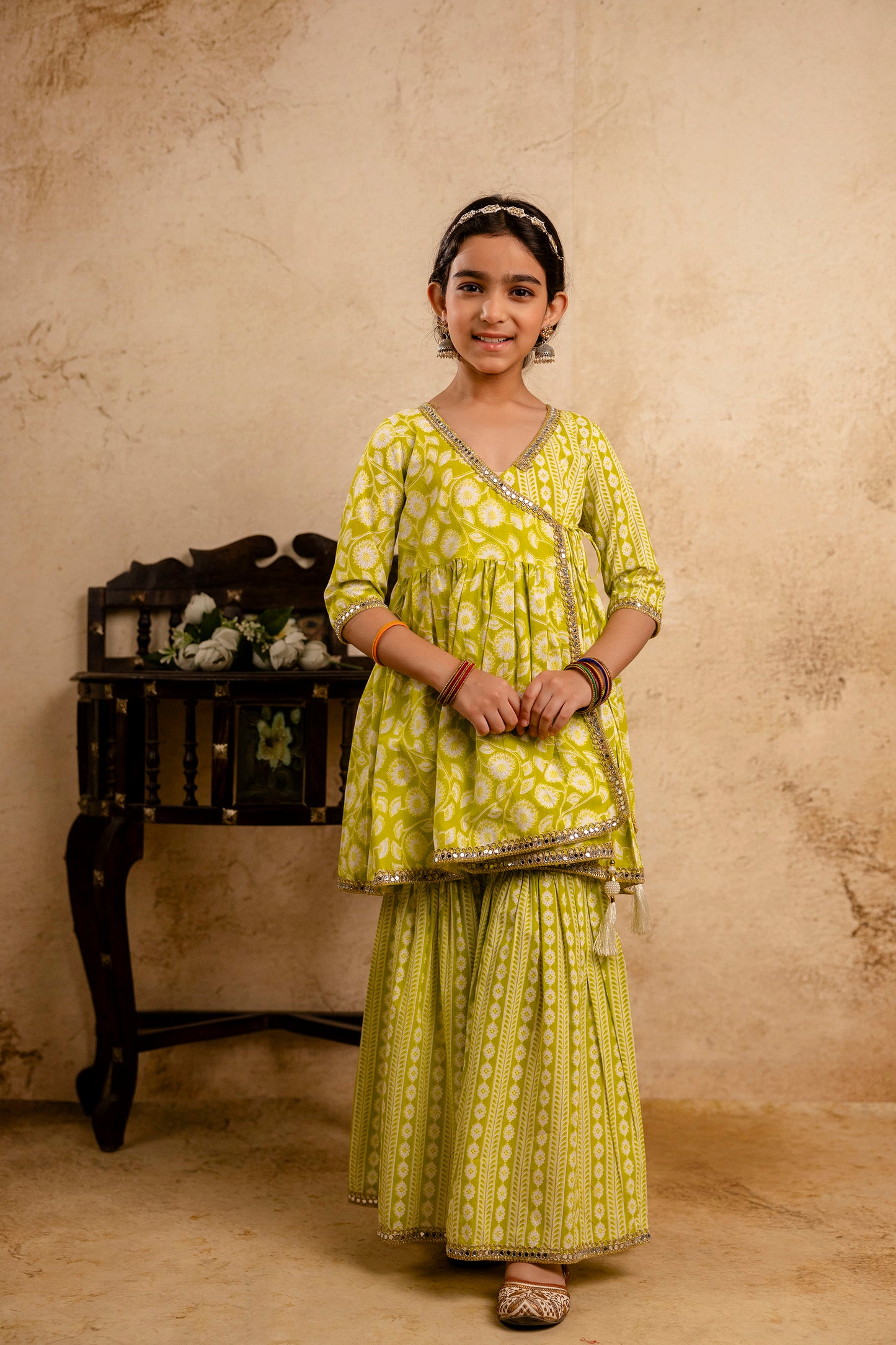 Girls Anarkali Kurta and Sharara With Dupatta Set