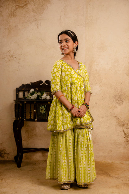Girls Anarkali Kurta and Sharara With Dupatta Set