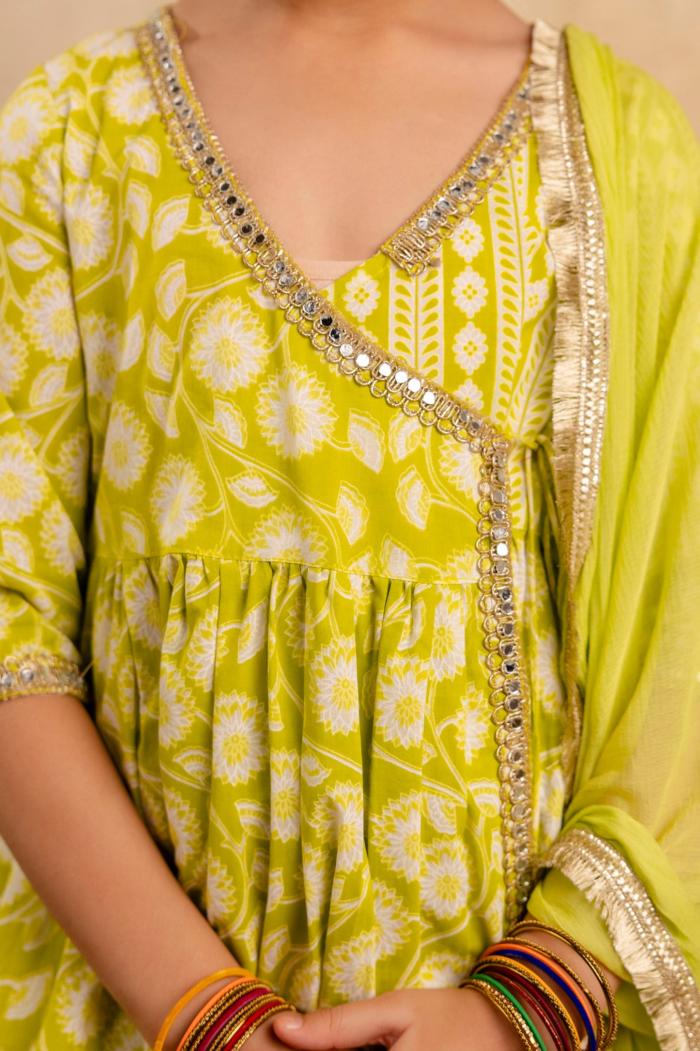 Girls Anarkali Kurta and Sharara With Dupatta Set