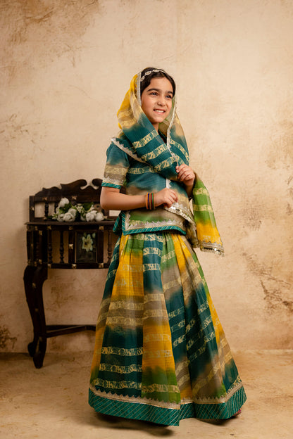 Girls Bandhani Lehenga And Choli Set With Dupatta