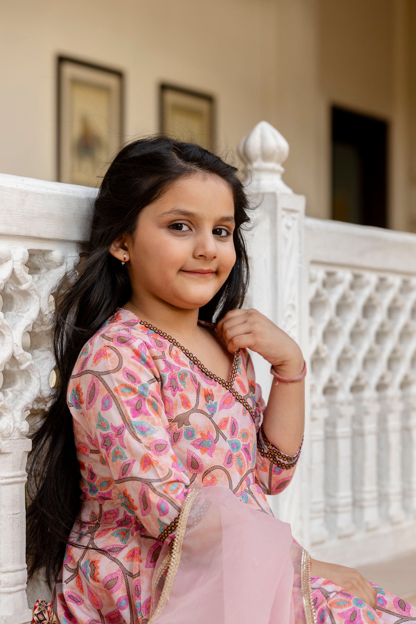Cutie Diva Girl's Kids Festive Kurta Sharara Set With Dupatta