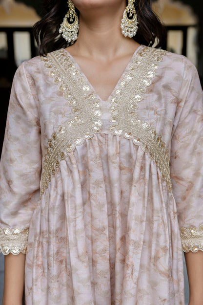 Embroidered Short Kurta, Sharara and Dupatta set