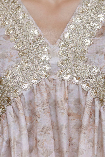 Embroidered Short Kurta, Sharara and Dupatta set