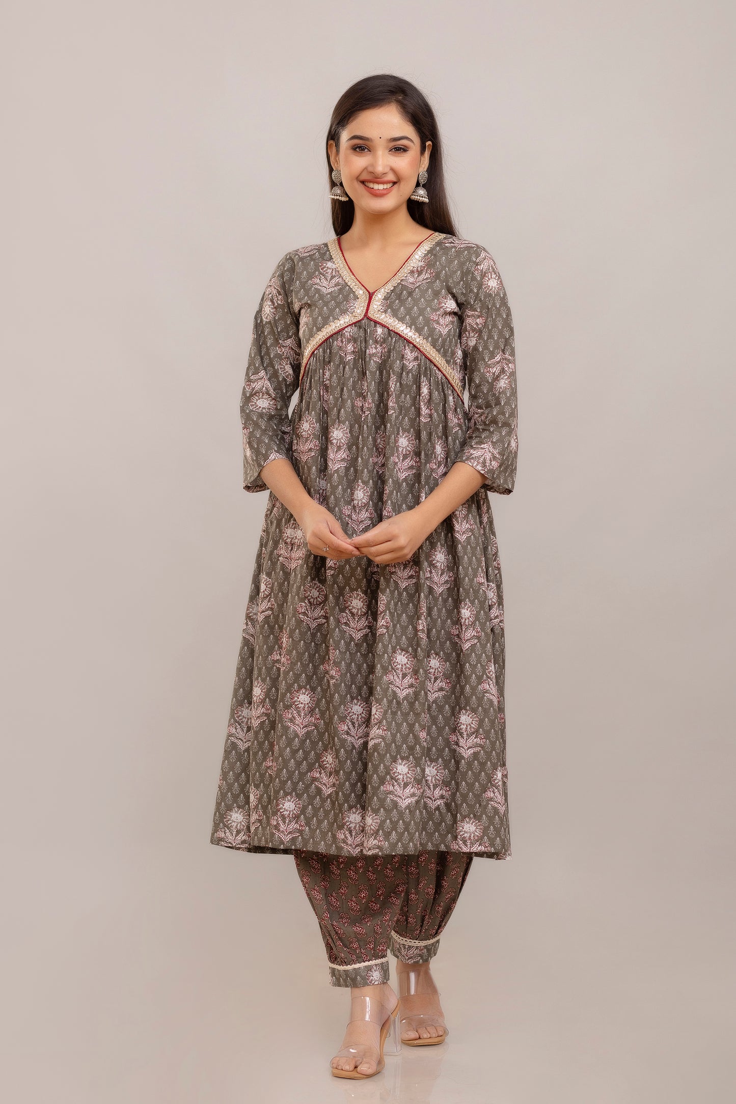 Cotton Printed Alia Cut Dupatta Set