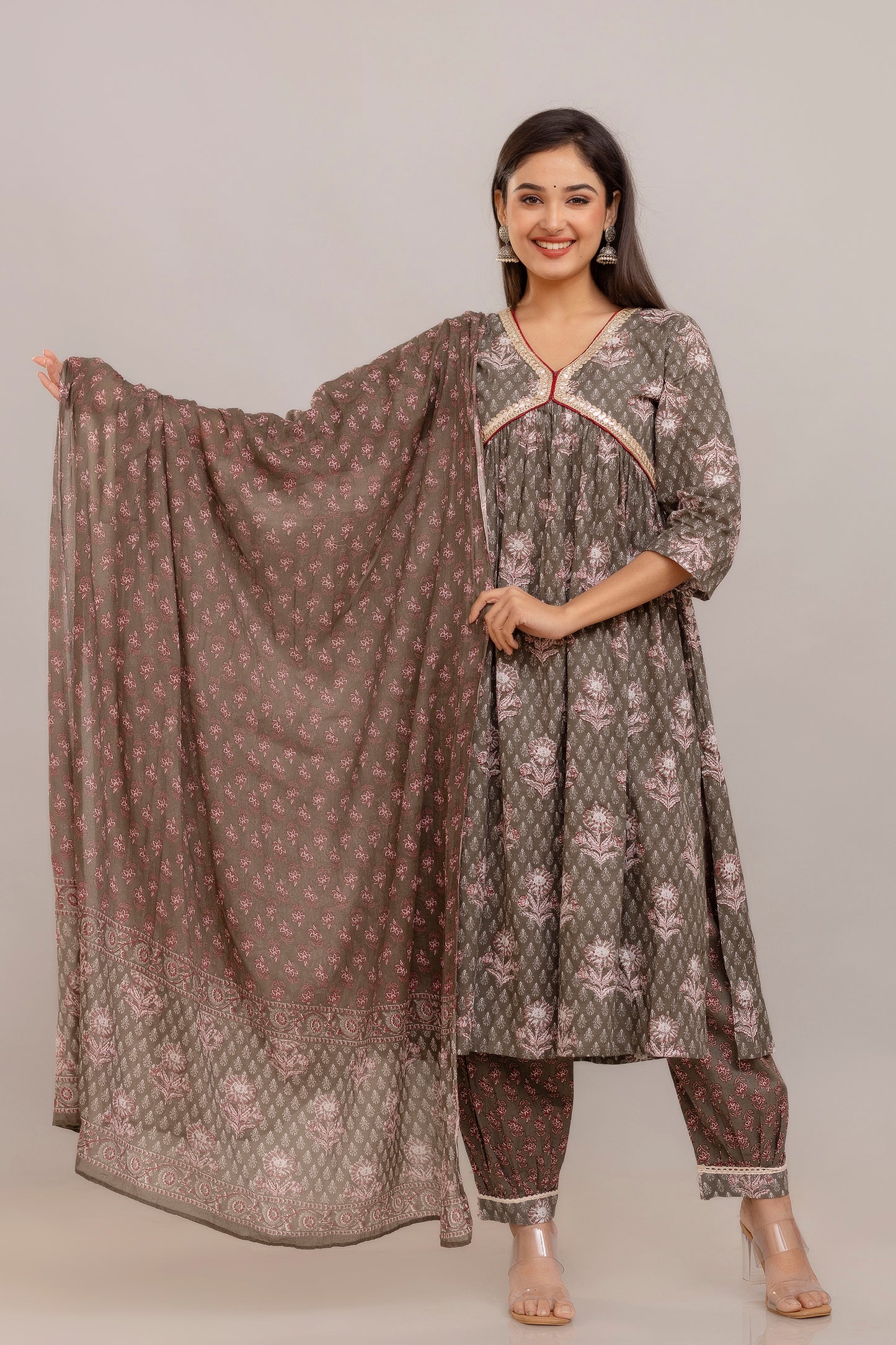 Cotton Printed Alia Cut Dupatta Set