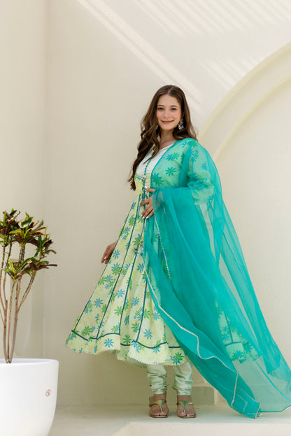 Embelished Anarkali kurta and Chudidar Pant set