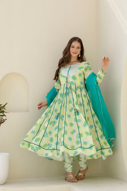 Embelished Anarkali kurta and Chudidar Pant set