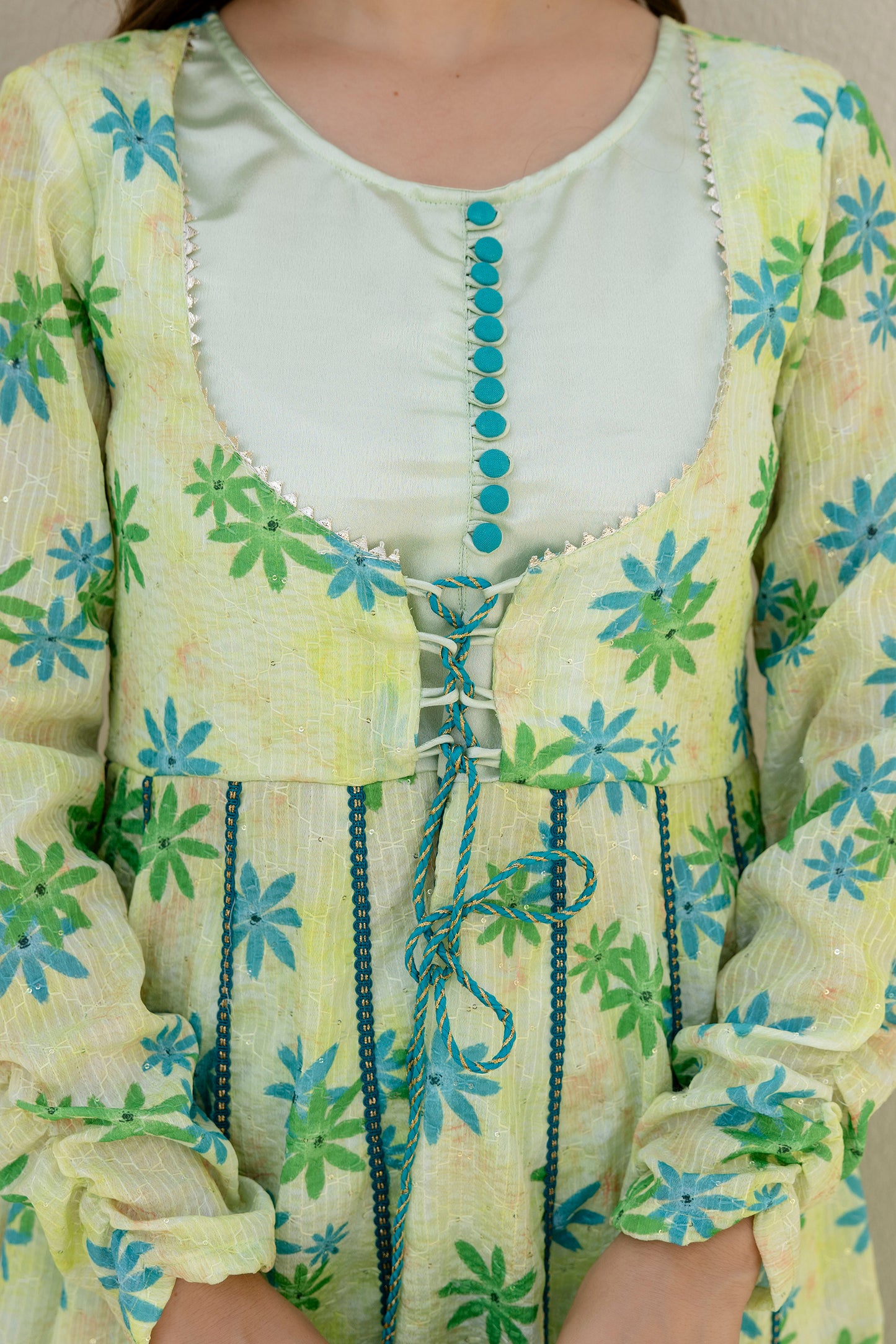 Embelished Anarkali kurta and Chudidar Pant set